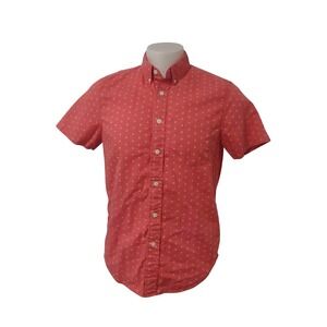 Abercrombie & Fitch Button down collar Men M Coral Muscle Short Sleeve Geometric